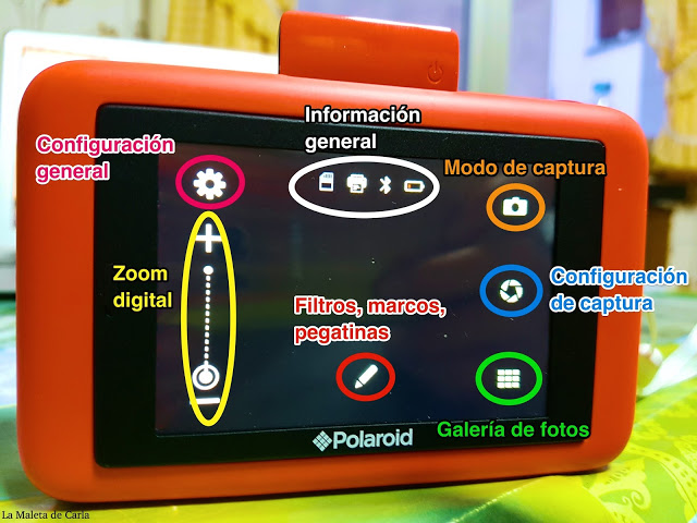 Polaroid snap touch pantalla configuración