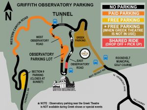 Mapa de aparcamiento del observatorio Griffith